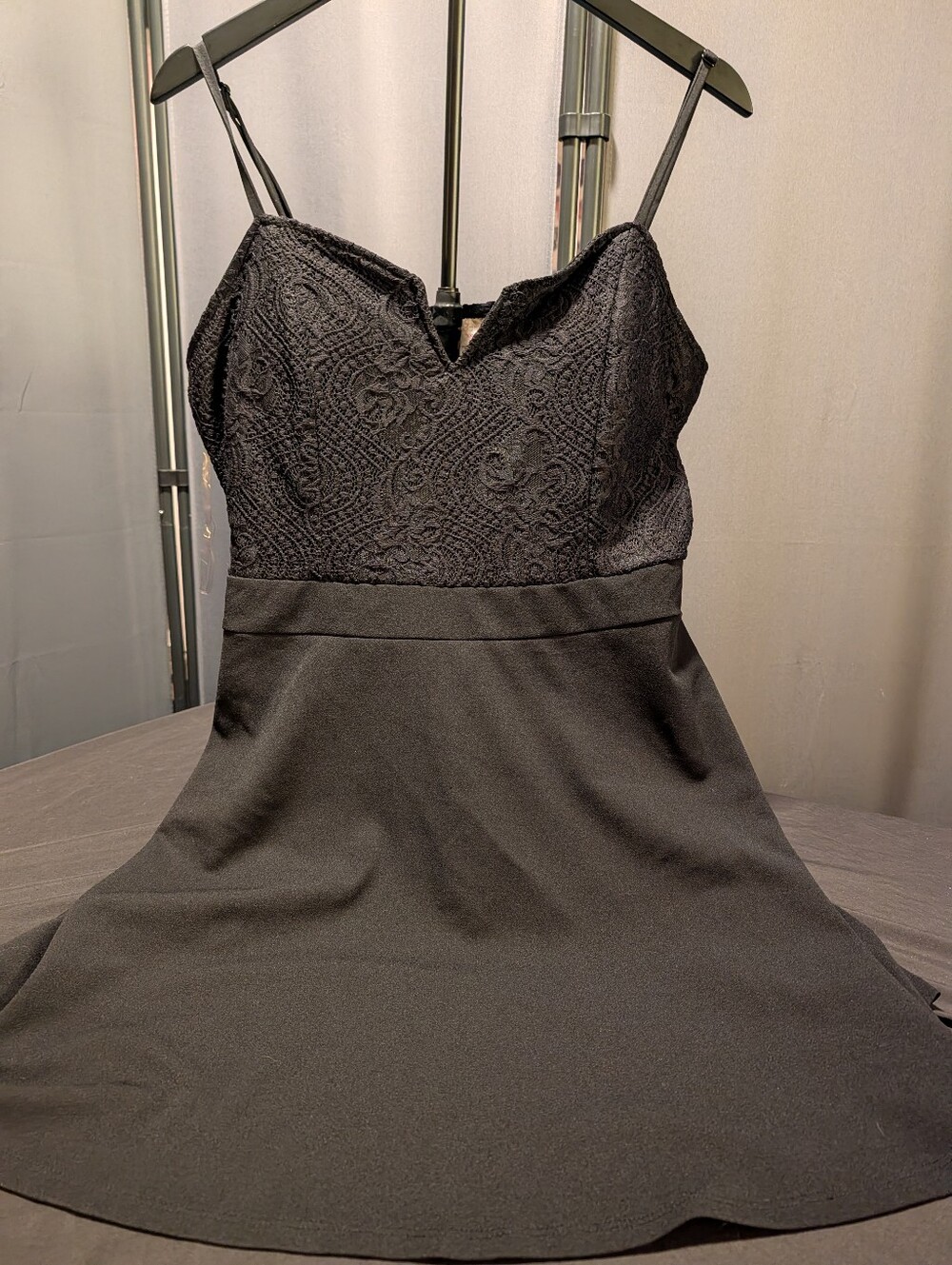 Black Lace-Detail Slip Dress No Boundaries XXL